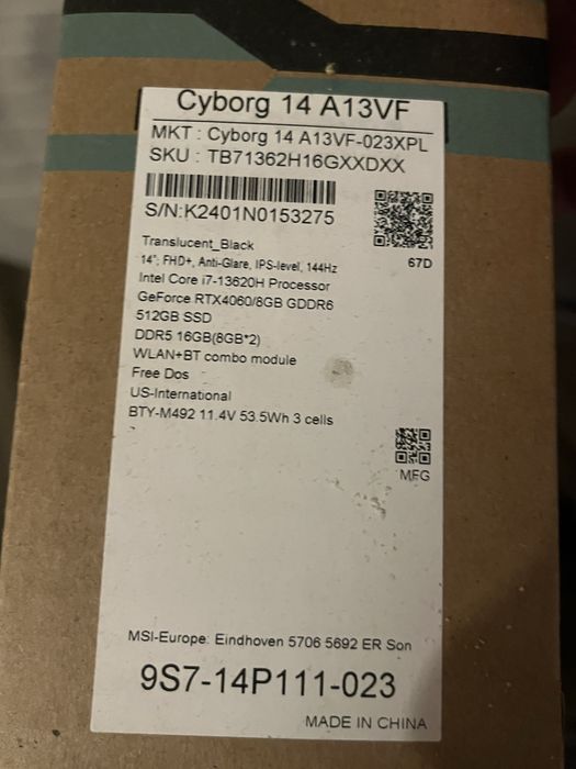 Msi cyborg 14 a13vf