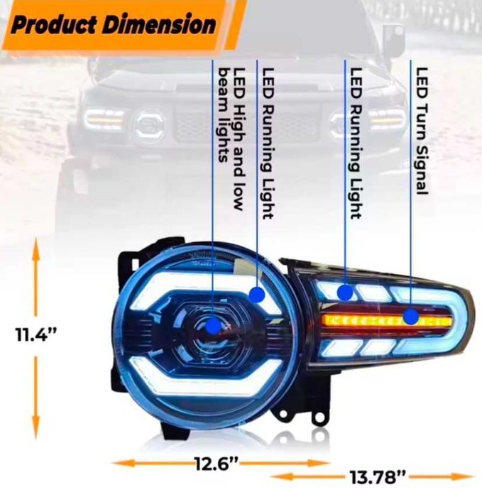 АКЦИЯ Передние фары+поворотники (LED) NEW DESIGN Toyota FJ Cruiser