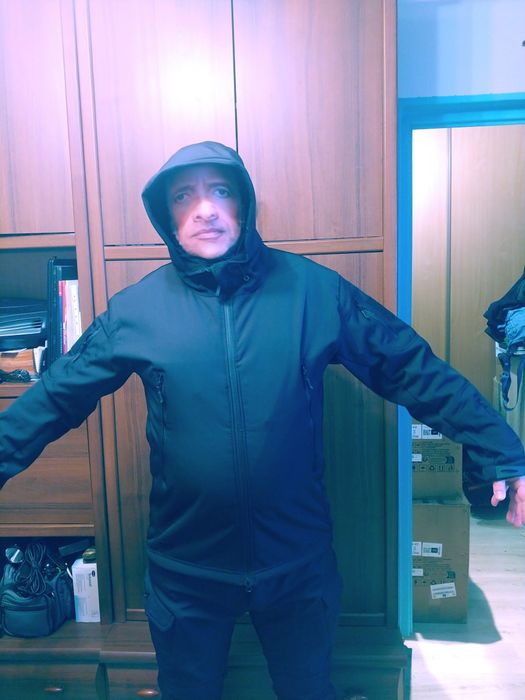 Komplet Softshell Taktyczny Męski Kurtka i Spodnie z Polarem carny 3XL