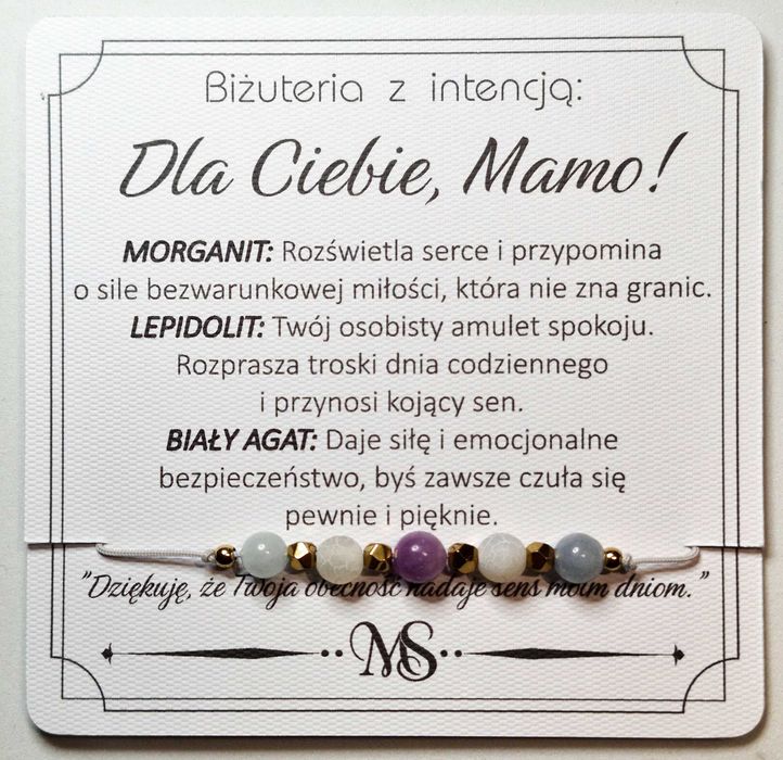 Bransoletka na "Dzień Matki" z naturalnych kamieni.
