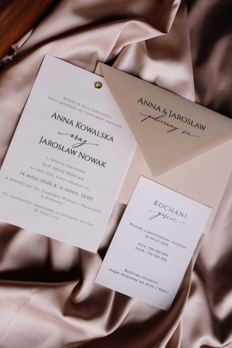 zaproszenia ślubne Anna z kalką