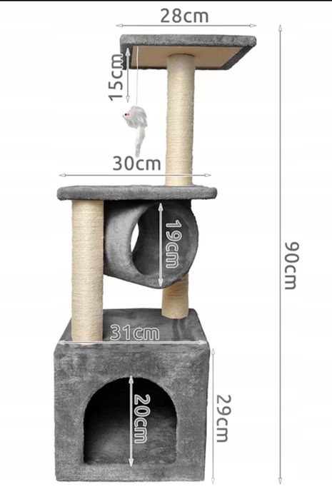 Drapak dla Kota z Zabawką Słupek Sizal Wieża Nowy Tunel Legowisko