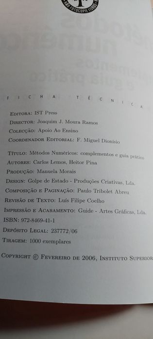 Métodos Numéricos, Complementos e Guia Prático - Carlos Lemos,