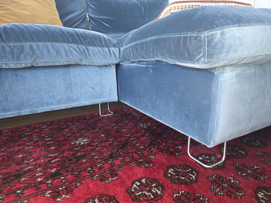 Sofá de Canto com Chaise Longue Azul Petróleo (310x170 cm)
