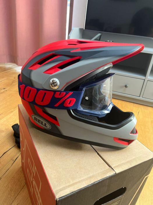 Kask fullface Bell Sanction + gogle 100% – roz. M (55–57 cm) – stan idealny