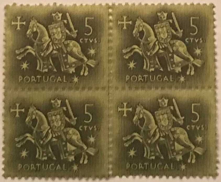 Quadra de selos novos de 5 ctvs - Rei D. Dinis - 1953