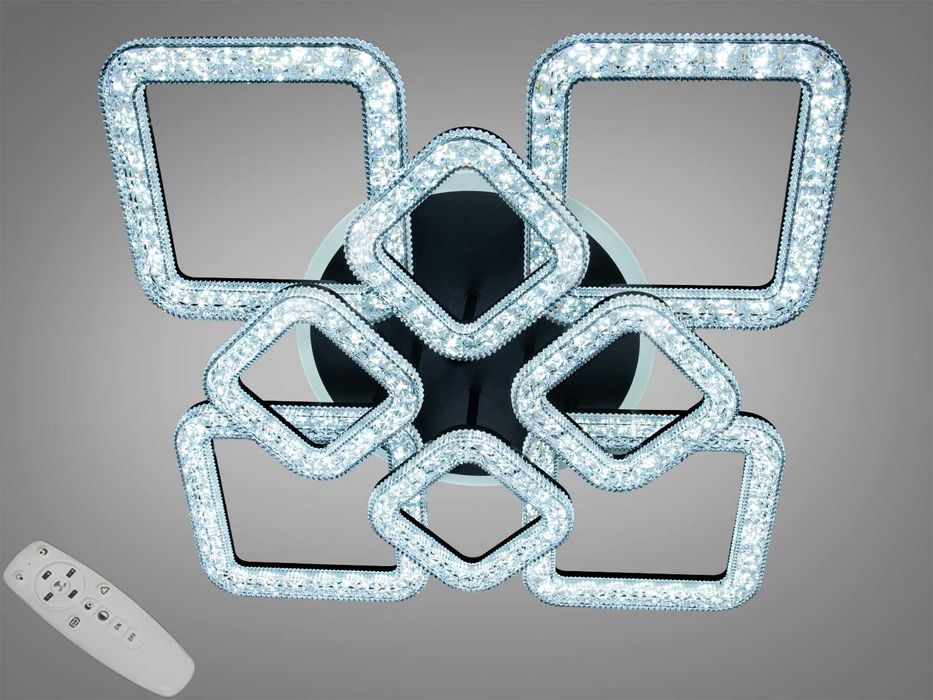 Люстра стельова Квадрати чорна 140W з пультом