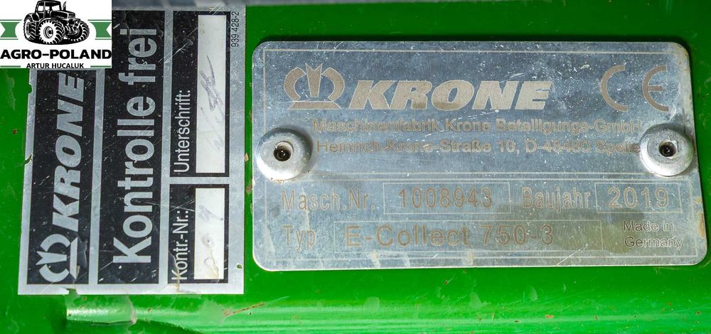 Жатка KRONE EasyCollect 750-3 - 2019 - AUTOPILOT - AUTO CONTOUR