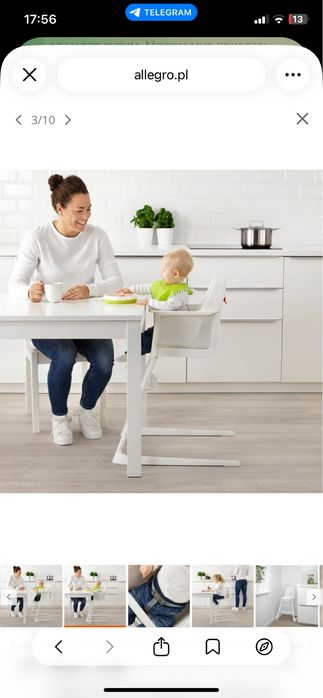 IKEA LANGUR Krzesło dziecięce/wysokie z tacą, biały