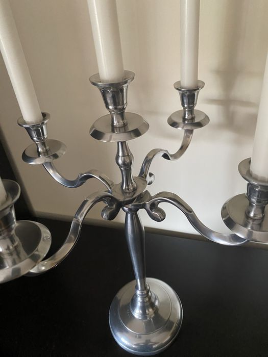 Castiçal Prateado 5 velas