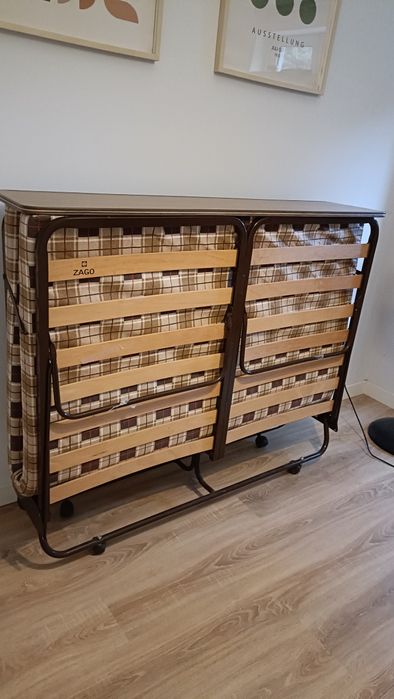Cama dobrável de casal ZAGO com colchão – com rodas