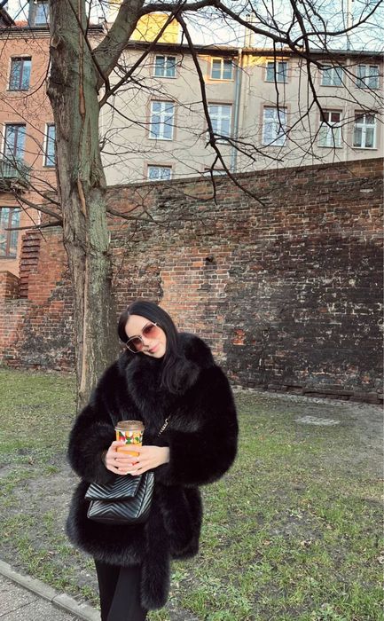 Еко-шуба з поясом