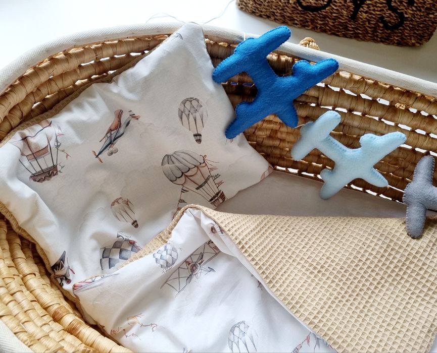 Posciel do kosza mojzesza gondoli balony samoloty