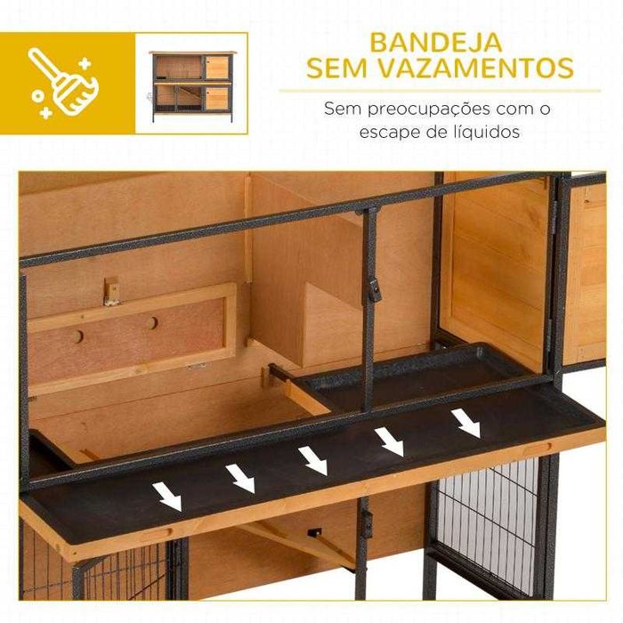 Gaiola para Coelhos em Madeira – 2 Níveis