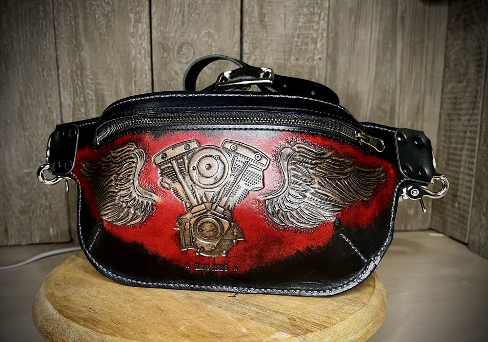 Saszetka nerka shovelhead harley handmade rock motocyklowa
