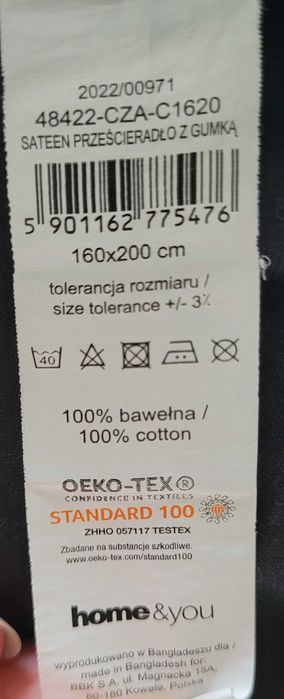 Prześcieradło Z Gumką Sateen 160x200 cm home&you czarne