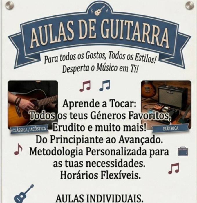 Aulas de Guitarra (Clássica, Acústica e Elétrica) — Do Iniciante ao Avançado