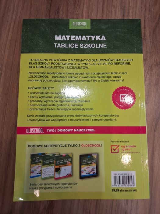 Matematyka tablice szkolne