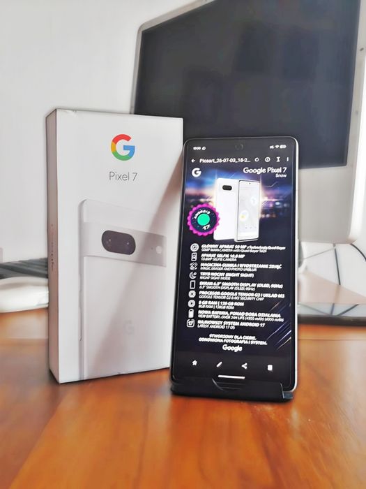 Google Pixel 7 Snow 8/128GB | Stan Idealny | Nowa Bateria | Android 17