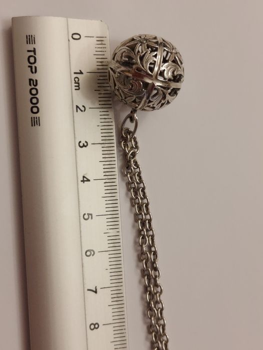 Srebrny naszyjnik szarotki duża kula