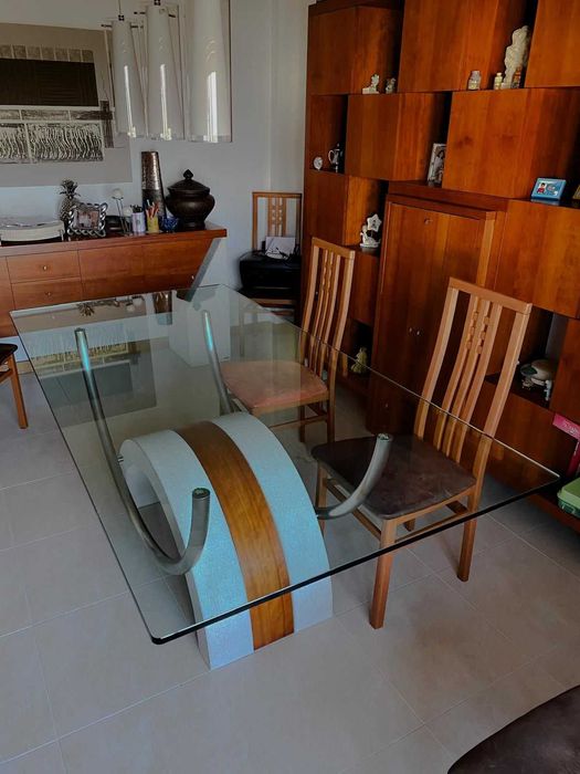 Mesa de vidro retangular