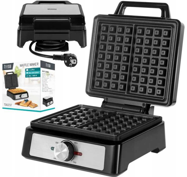 Gofrownica TEESA, 2 gofry, 1600W, inox, regulacja mocy