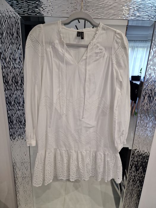 Sukienka letnia Vero Moda 36 biala koronka haft
