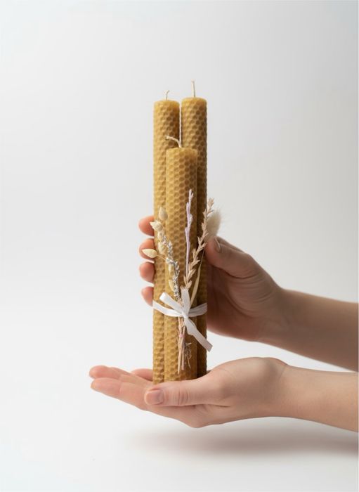 Набір натуральних свічок з бджолиної вощини | ручна робота | подарунок