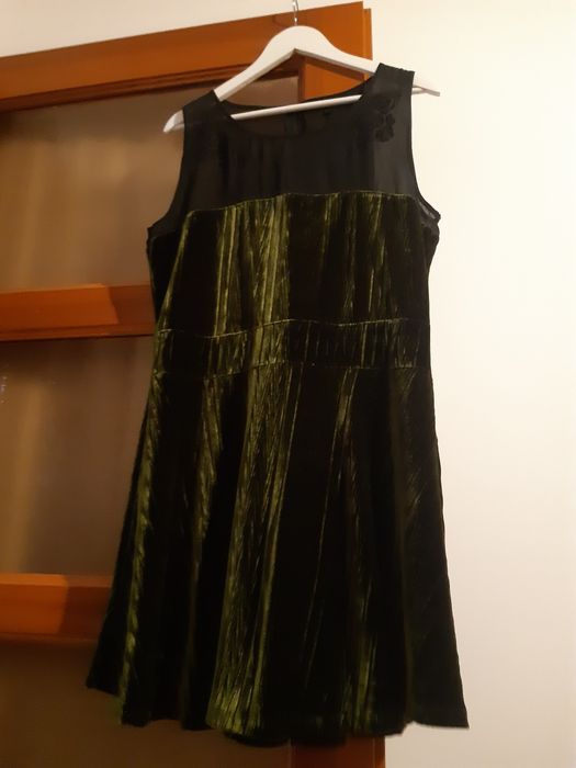 Sukienka welurowa czarno zielona XXL