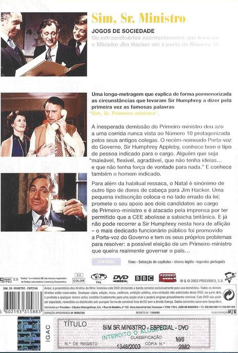 Sim, Sr. Ministro - - - Especial - Jogos de Sociedade - - - - - DVD