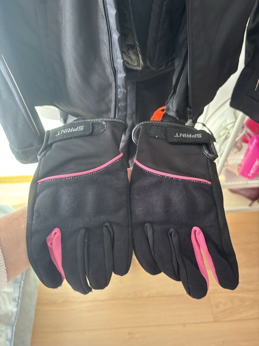 Luvas de mota Sprint pretas e rosa