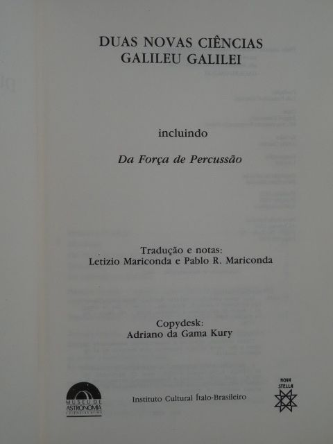 Duas Novas Ciências de Galileu Galilei