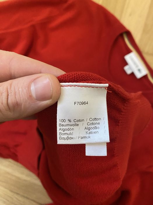 Męski czerwony sweter Lacoste S bawełniany