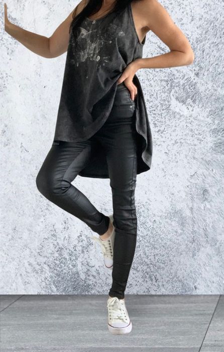 Spodnie bawełna - imitacja skóry rock goth glam