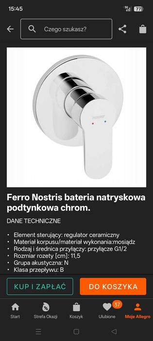 Ferro Nostris bateria natryskowa podtynkowa chrom