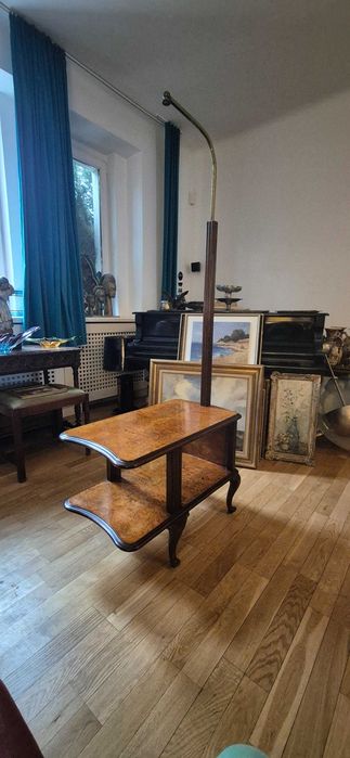 Zabytkowa lampa podłogowa stolik etażerka art deco Ludwik XVI antyk
