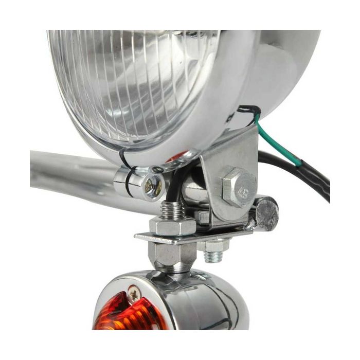 Conjunto farol frontal piscas integrados 12V - Suporte universal