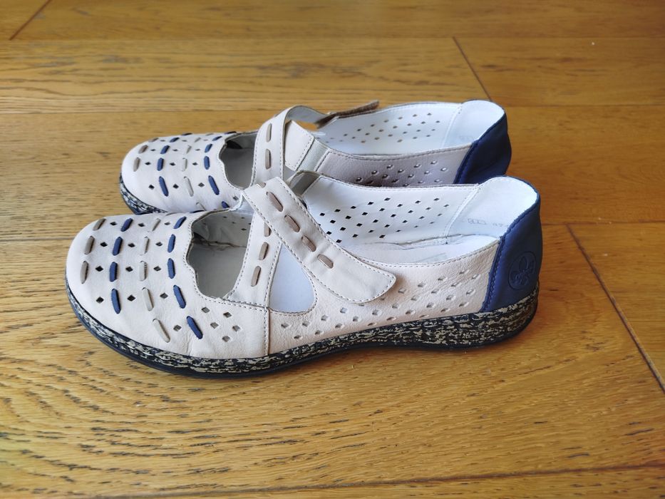 Rieker 41, damskie skórzane mega wygodne buty sandały wkł.26,5 cm