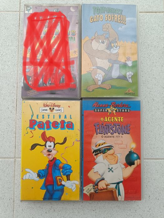 Lote 3 VHS Desenhos Animados Antigos (Disney, Hanna-Barbera, Tom & Jerry)