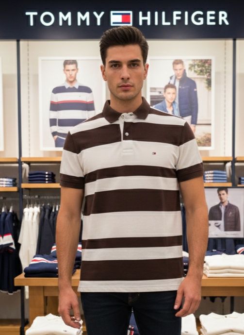 Чоловіча футболка поло Tommy Hilfiger розмір L,футболка в полоску