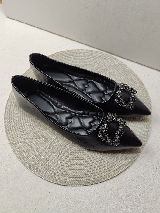 Stylowe balerinki kolor czarny  duży rozmiar 43 44 XL XXL