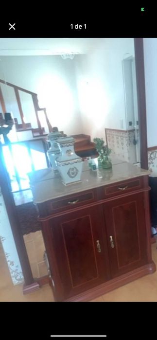 Móvel de Hall em Madeira Maciça com Espelho