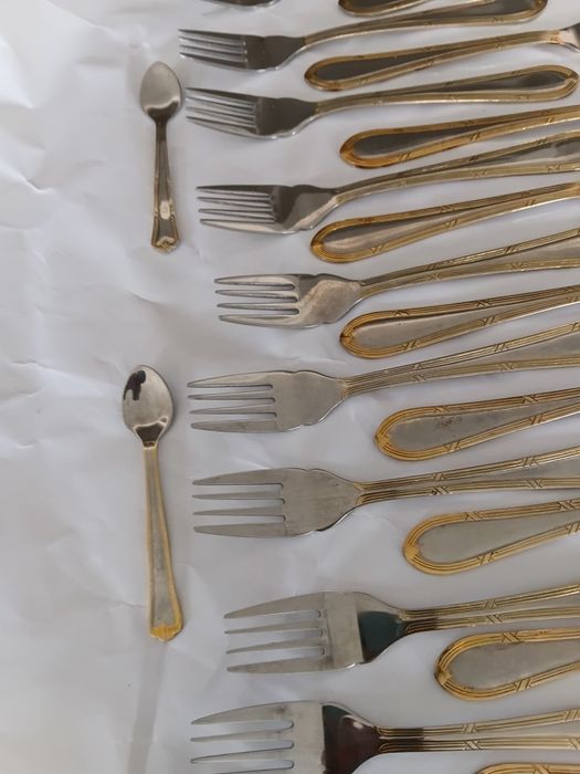 Conjunto de 24 talheres vintage solinger (banho de ouro)
