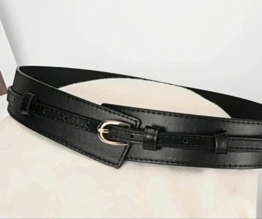Elegancki klasyczny pasek Czarny damski wow