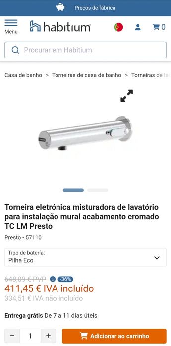 Torneira eletrónica misturadora marca PRESTO NOVA
