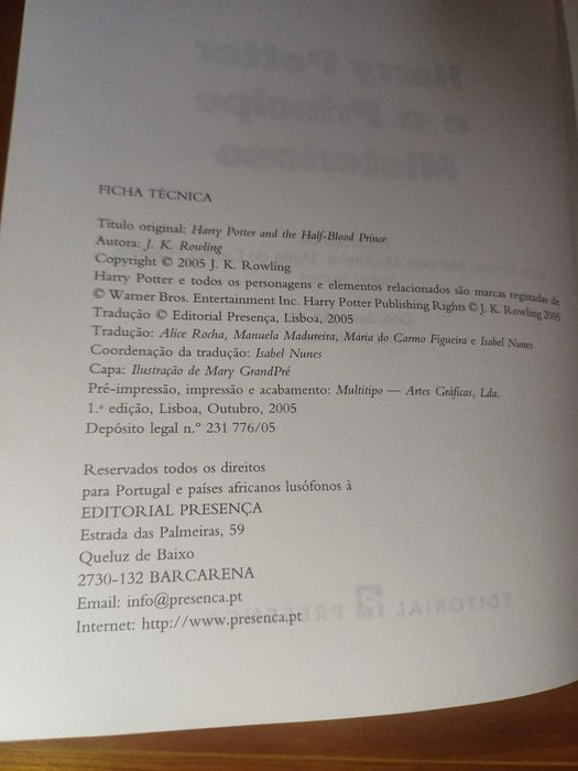 Livro do Harry Potter e o Príncipe Mesterioso - 1° Edição