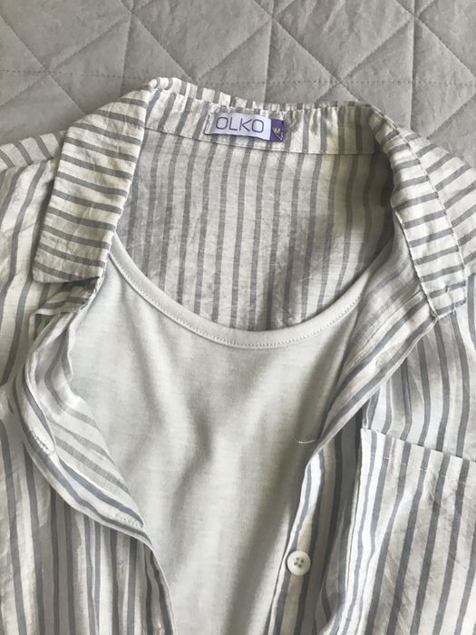 Lekka koszulka biała + paski