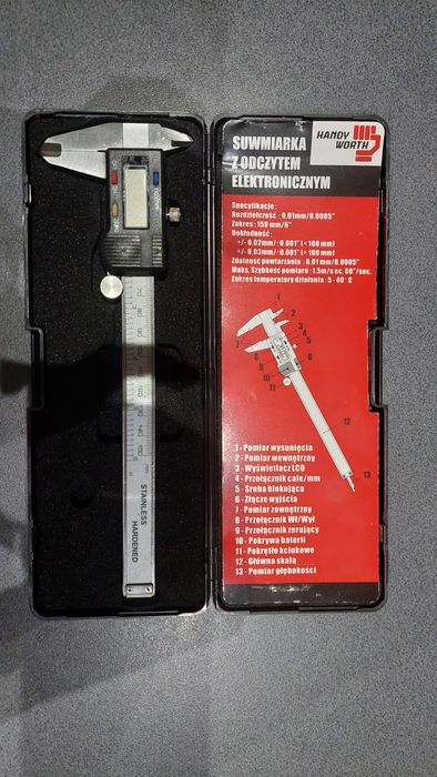 Suwmiarka elektroniczna cyfrowa 150 mm z pomiarem głębokości