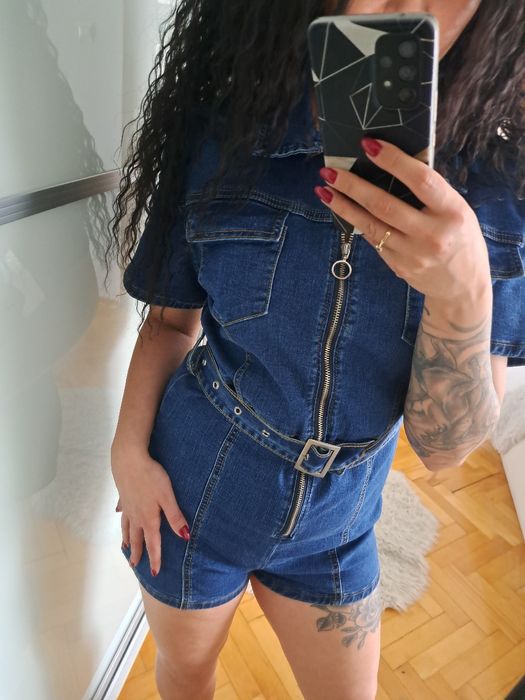 Damski kombinezon jeansowy krótki rozmiar m/l