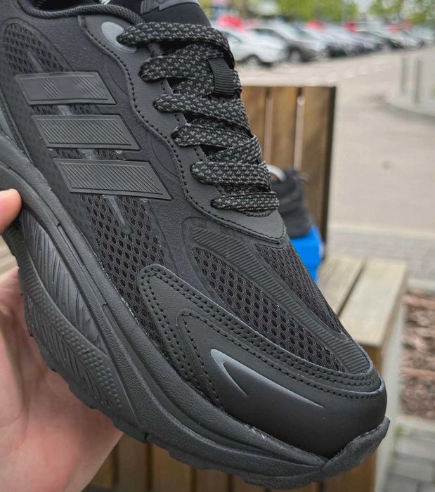 Мужские кроссовки Adidas черные сетка Адидас